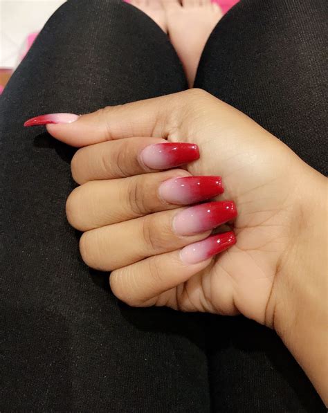 acrylic nails with red tips